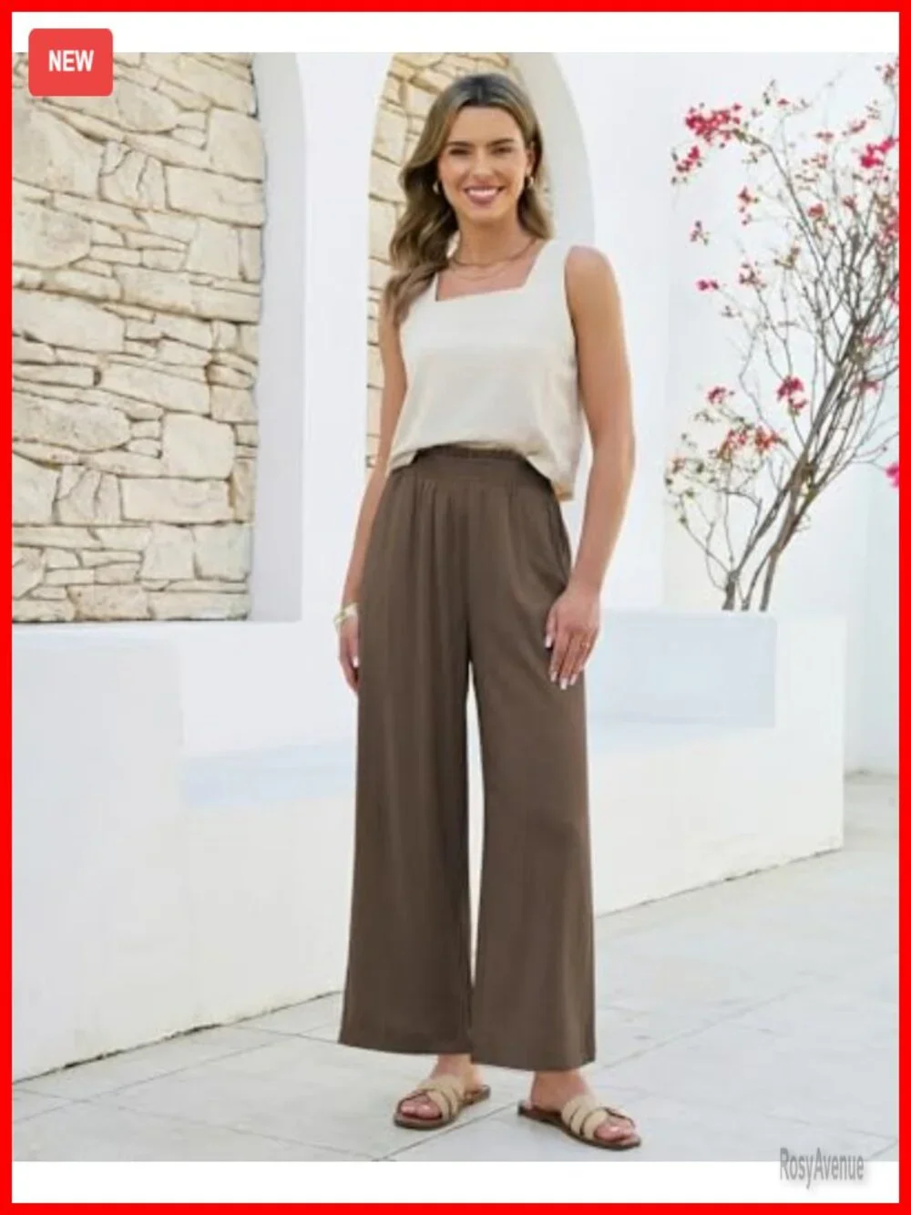 Wide Leg Linen Pants High Waisted Paper Bag Palazzo Summer Beach Casual